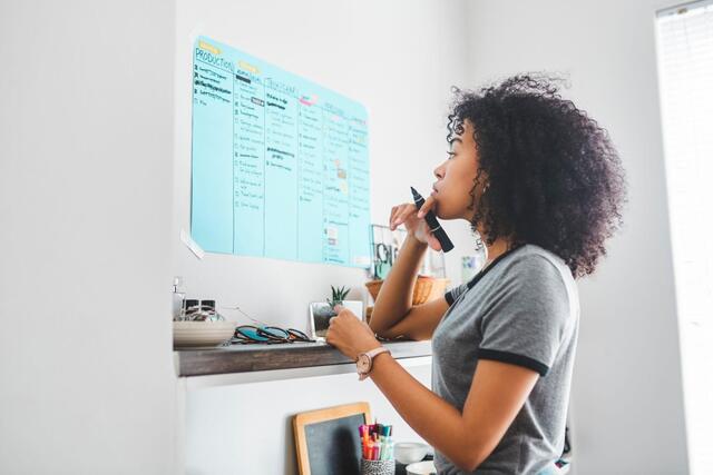 Woman researching travel destinations for her next adventure.